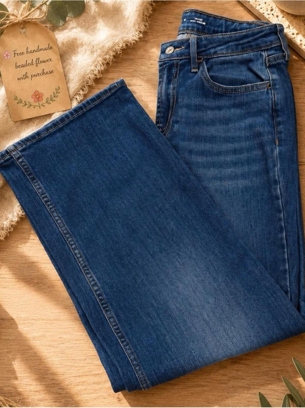 Old Navy Women's Dark Blue Wide Leg Jeans